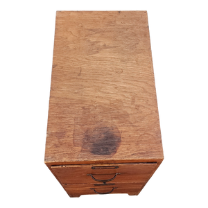 Vintage Oak Wood 2-Drawer Filing Cabinet