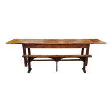 Load image into Gallery viewer, Antique Primitive French Drop Leaf Refractory Pub Table And Bench