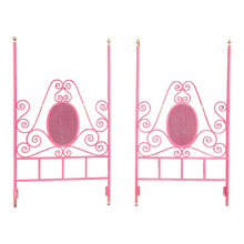 Load image into Gallery viewer, Vintage Mid-Century Hollywood Regency Fuschia Hot Pink Brass Trimmed Headboard And Footboard Or 2 Headboards - a Pair