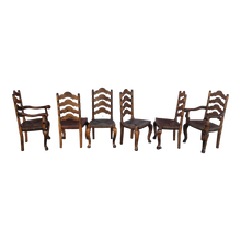Load image into Gallery viewer, vintage ladderback rush seat dining chairs - set of 6 - Main Product Photo - EclecticCollective.com