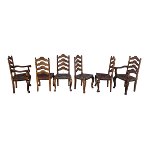 vintage ladderback rush seat dining chairs - set of 6 - Main Product Photo - EclecticCollective.com