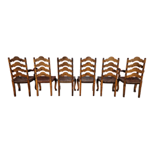 Vintage Ladderback Rush Seat Dining Chairs - Set Of 6
