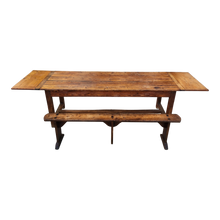 Load image into Gallery viewer, Antique Primitive French Drop Leaf Refractory Pub Table And Bench