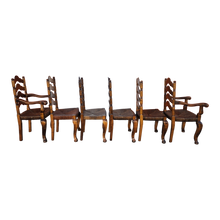 Load image into Gallery viewer, Vintage Ladderback Rush Seat Dining Chairs - Set Of 6