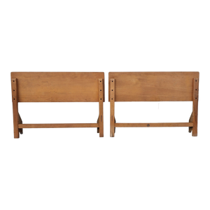 Vintage Mid-Century Modern Heywood Wakefield Twin Sized Headboards For Refinishing - a Pair