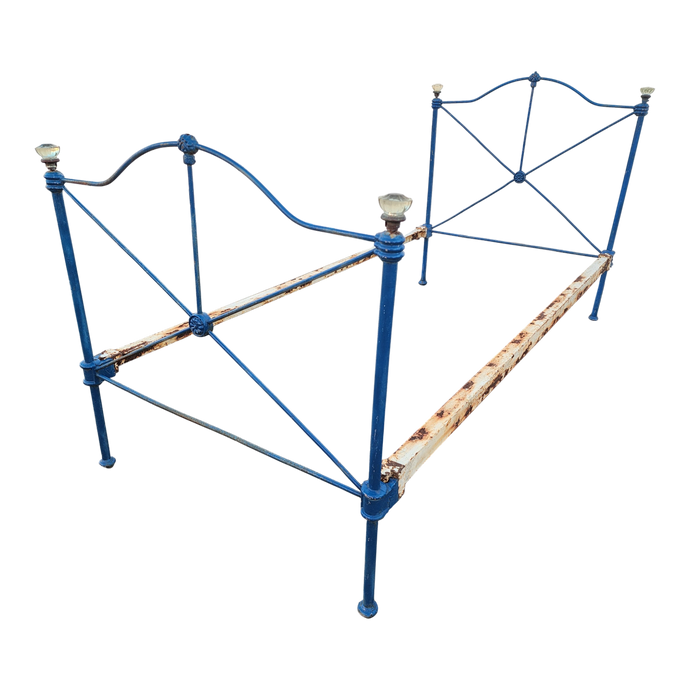 Vintage Farmhouse Blue Iron Twin Bed - Main Product Photo - EclecticCollective.com