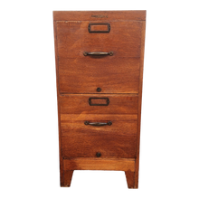 Load image into Gallery viewer, Vintage Oak Wood 2-Drawer Filing Cabinet