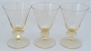 Vintage "Gulli" Wine Glasses in Gold by Siegfried Stahl for Skruff - a Trio