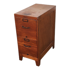 Vintage Quartersawn Tiger Oak 2-drawer Filing Cabinet - Main Product Photo - EclecticCollective.com
