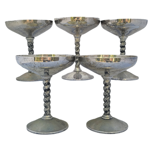 SOLD - Vintage Beyca Silver Plated Champagne Coup Sherbert Cup Goblets - Set of 5