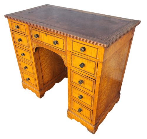 Antique Birdseye Wavy Maple Pedestal Desk
