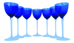 SOLD - Baccarat Perfection Rhine Cobalt Blue Wine Glasses - Set of 7
