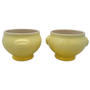 Early 21st Century Yellow Fade Ombre Le Creuset Stoneware Handled Soup Bowls- a Pair
