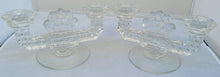 Load image into Gallery viewer, Vintage 1930s Art Deco Cubist Fostoria &quot;American&quot; Pattern Pressed Glass Candelabras - a Pair