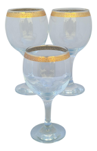Load image into Gallery viewer, Vintage 1950s Circleware Crystal Classique Gold Rimmed Wine Goblets - Set of 3