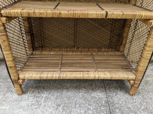 Load image into Gallery viewer, SOLD - Vintage Boho Chic Coastal Folding Woven Wicker Bookcase