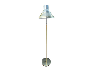 Vintage Gold And Silver Two Tone Space Age Graduated Shade Articulated Gooseneck Floor Lamp