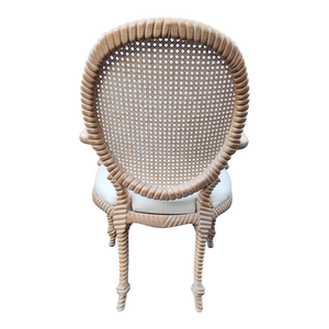 SOLD - Vintage Rope Knot Captain's Armchair With Woven Cane Back