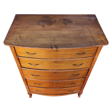Load image into Gallery viewer, Vintage Tallboy Bow Front Dresser With French Legs