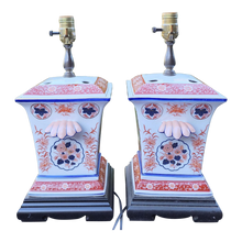 Load image into Gallery viewer, Vintage Chinoiserie Censor Jar Porcelain Table Lamps - a Pair
