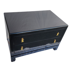 Vintage Black Lacquer Low Chinoiserie Chests - A Pair