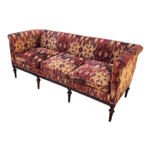 Load image into Gallery viewer, antique french neoclassical revival sofa with faux kilim upholstery at EclecticCollective.com - Main Product Photo