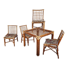 Load image into Gallery viewer, Vintage Coastal Bamboo Boho Chic 4 Person Dining Set By Wilshire