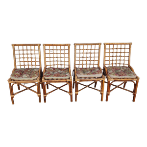 Vintage Coastal Bamboo Boho Chic 4 Person Dining Set By Wilshire