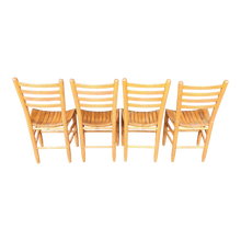 Load image into Gallery viewer, Vintage Primitive Bentwood Slat Seated Ladderback Dining Chairs In Natural Oak Finish From Builtright Chair Company