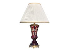 Load image into Gallery viewer, Vintage Frederick Cooper Cranberry Cut To Clear Glass Table Lamp