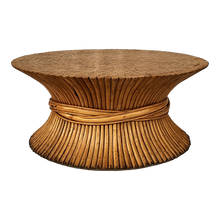 Load image into Gallery viewer, Vintage Wheat Sheaf Style Gathered Bamboo Base Coastal Coffee Table In The Style Of Mcguire