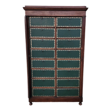 Load image into Gallery viewer, Antique French Cartonnier Cabinet With Hunter Green Faux Leather Box Fronts