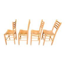 Load image into Gallery viewer, Vintage Primitive Bentwood Slat Seated Ladderback Dining Chairs In Natural Oak Finish From Builtright Chair Company