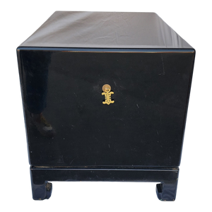 Vintage Black Lacquer Low Chinoiserie Chests - A Pair