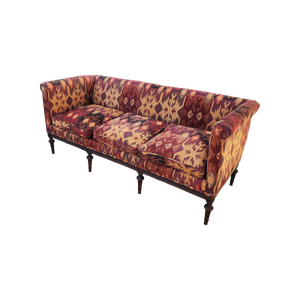 antique french neoclassical revival sofa with faux kilim upholstery - at EclecticCollective.com - Thumbnail