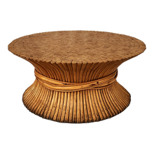 Load image into Gallery viewer, Vintage Wheat Sheaf Style Gathered Bamboo Base Coastal Coffee Table In The Style Of Mcguire