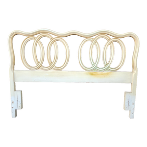 Vintage Off White Cream And Gold French Provincial Queen Sized Headboard With Bedframe
