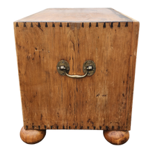 Load image into Gallery viewer, Antique Primitive Bun Footed Campaign Chest In Natural Finish