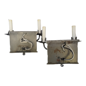 Studio Steel Fleur Two Candle Sconce In Natural Steel - A Pair