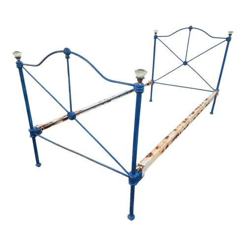 Vintage Farmhouse Blue Iron Twin Bed - Main Product Photo - EclecticCollective.com