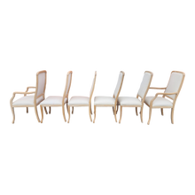Load image into Gallery viewer, Vintage Italian Decapé Cerused Coastal Modern Faux Pencil Reed Rattan Transitional Dining Chairs - Set Of 6