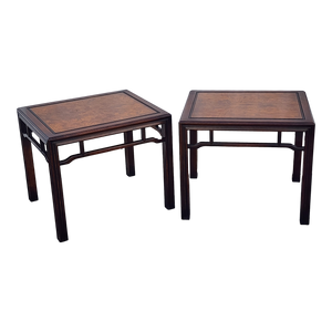 Vintage Chinoiserie Burlwood Topped Tai Ming By Drexel Side Tables - A Pair - Main Product Photo - EclecticCollective.com