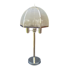 Load image into Gallery viewer, Mid-Century Modern Chrome Lamp With Cane Style Shade Rendered In Chrome By Clover Lamp Company