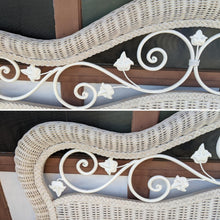 Load image into Gallery viewer, Coastal Crisp White Wicker Headboard With Scrolling Details