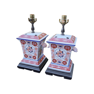 Vintage Chinoiserie Censor Jar Porcelain Table Lamps - A Pair - at EclecticCollective.com - Thumbnail