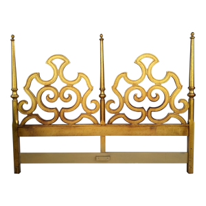 Vintage Gold Gilt King Sized Maximalist Hollywood Regency King Sized Headboard by Heritage