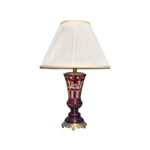 Vintage frederick cooper cranberry cut to clear glass table lamp - at EclecticCollective.com - Thumbnail