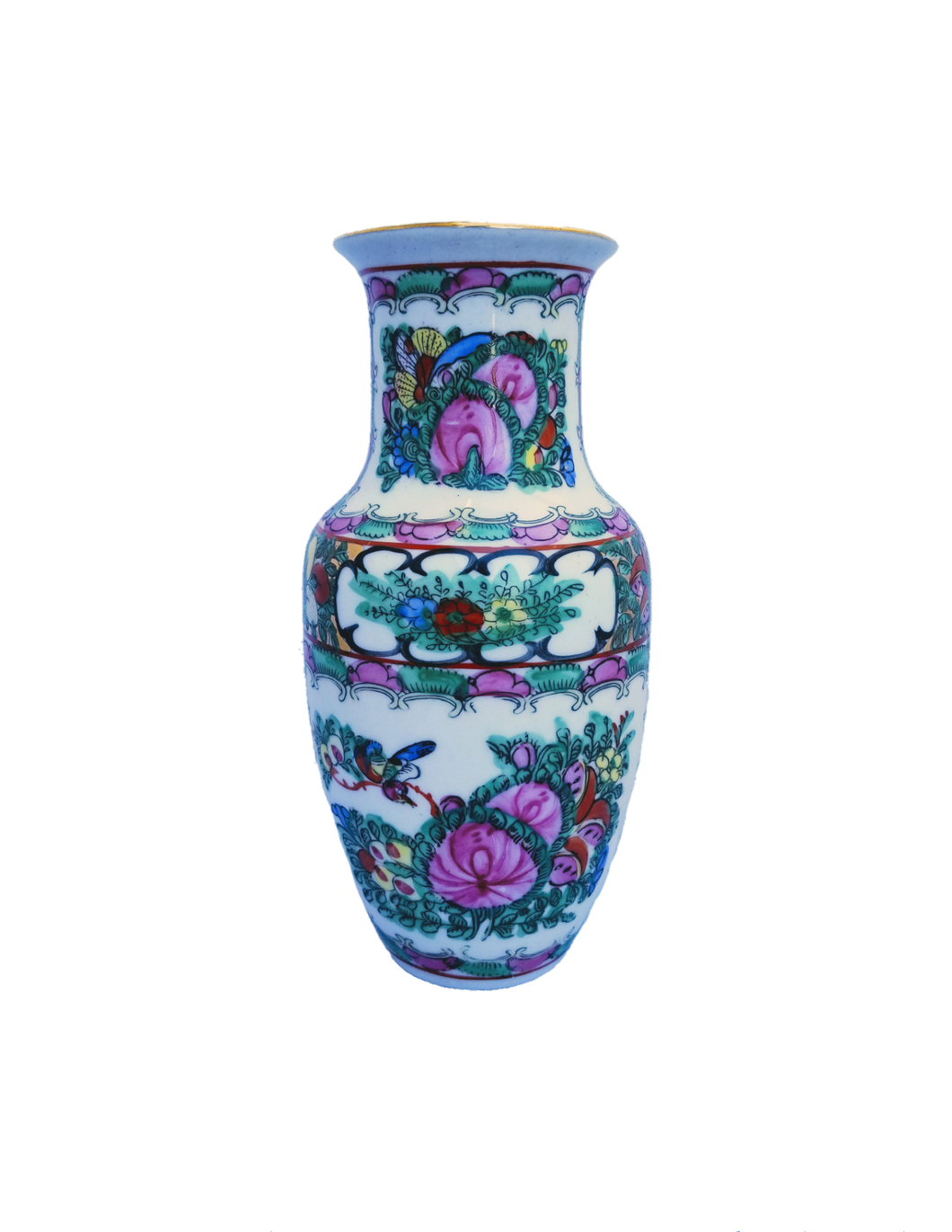 Vintage Chinese Export Famille Rose Porcelain Vase