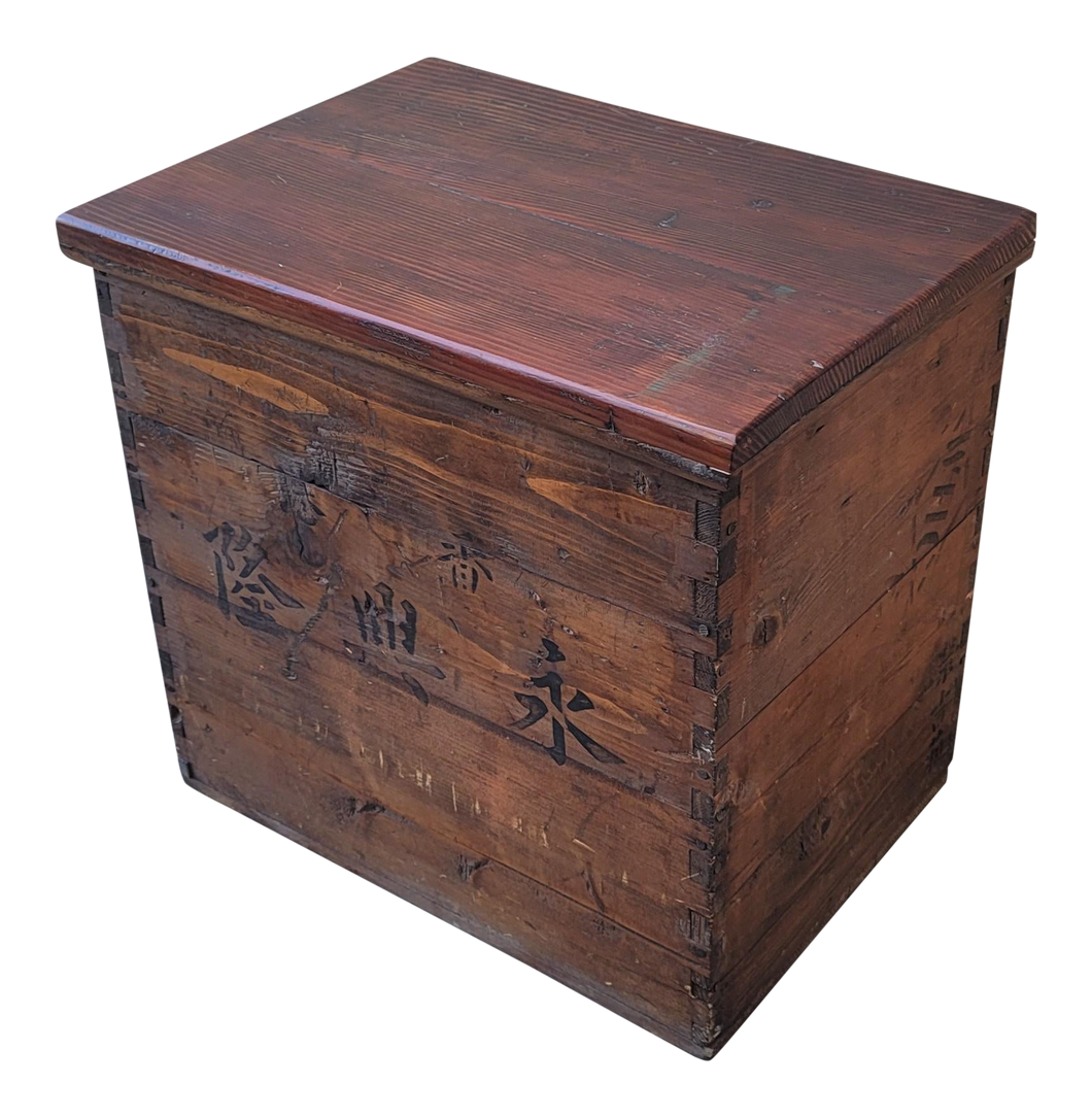 Vintage Chinese Shipping Crate Storage Box Ottoman