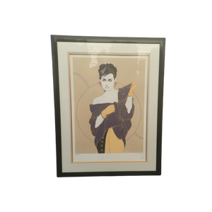 1980s "Denise" Art Deco Revival Figurative Signed and Numbered Serigraph by Steve Leal, Framed